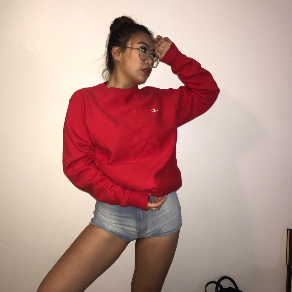 RED VALENTINE CHAMPION SWEATSHIRT